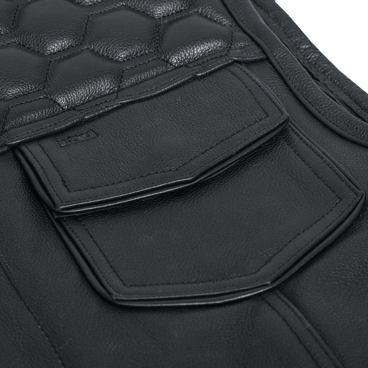 Black Horse Men's Leather Motorcycle Vest