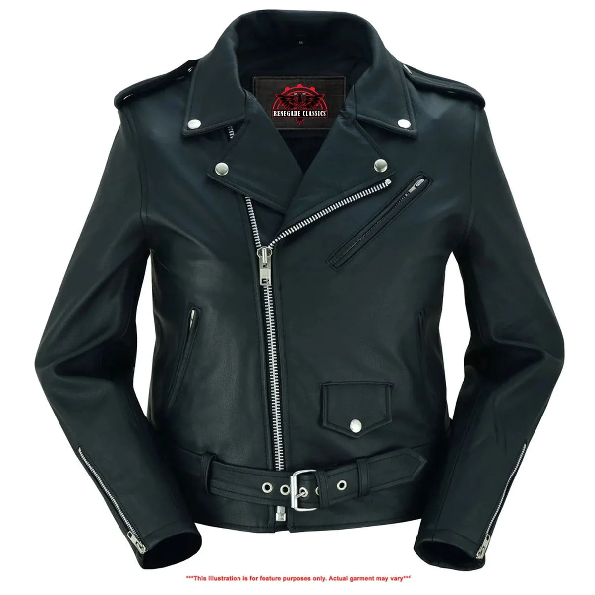 Women's Classic Plain Side Fitted M/C Style Jacket