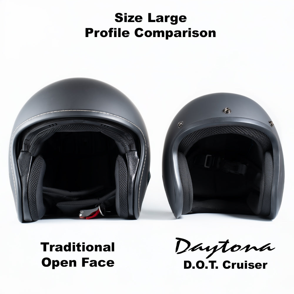 DOT Approved Daytona Cruiser Open Face Motorcycle Helmet - Men, Women & Youth - With Visor & Graphics - W/ Orange Pin Stripe