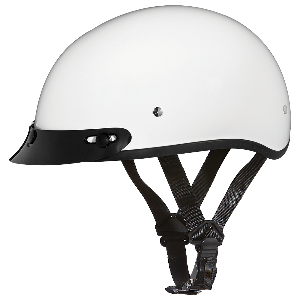 DOT Approved Daytona Skull Cap Half Shell Motorcycle Helmet - Beanie Style for Motorcycles, Cruisers, Scooters, and Mopeds - Hi-Gloss White