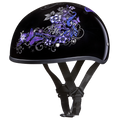 DOT Approved Daytona Motorcycle Half Face Helmet - Skull Cap Graphics for Men & Women, Scooters, ATVs, UTVs & Choppers - W/ Butterfly