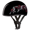 DOT Approved Daytona Motorcycle Half Face Helmet - Skull Cap Graphics for Men & Women, Scooters, ATVs, UTVs & Choppers - W/ Barbed Roses