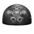 DOT Approved Daytona Motorcycle Half Face Helmet - Skull Cap Graphics for Men & Women, Scooters, ATVs, UTVs & Choppers - W/  Pistons Skull