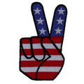 P634 Peace Hand Sign with American Flag Patriotic Iron on Patch