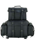 Leather Black PVC Large Four Piece Motorcycle Touring Tail Bag