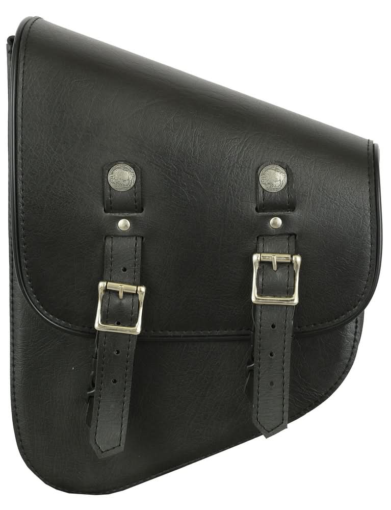 Left Side Synthetic Leather Swing Arm Bag W/ Buffalo Snaps