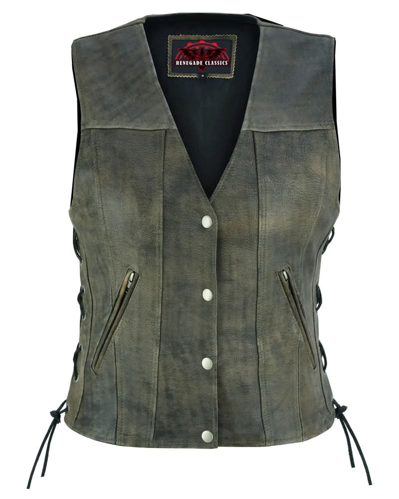 Women's Antique Brown Single Back Panel Concealed Carry Vest