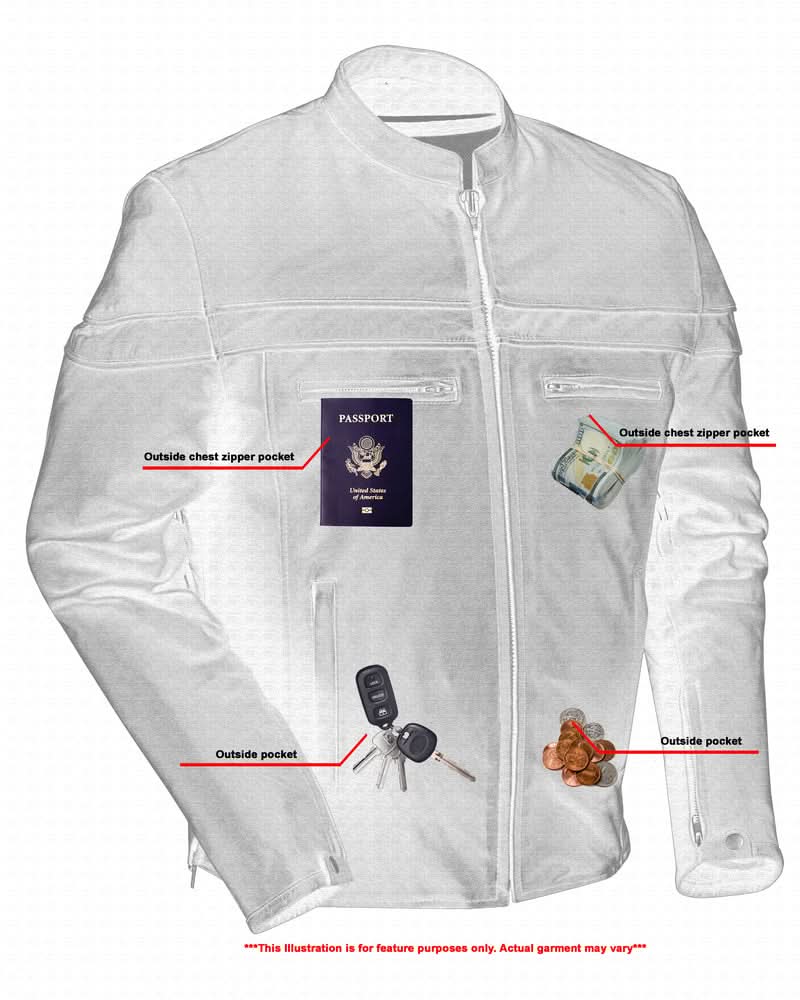 Men's Sporty Lightweight Black Leather Cross Over Jacket