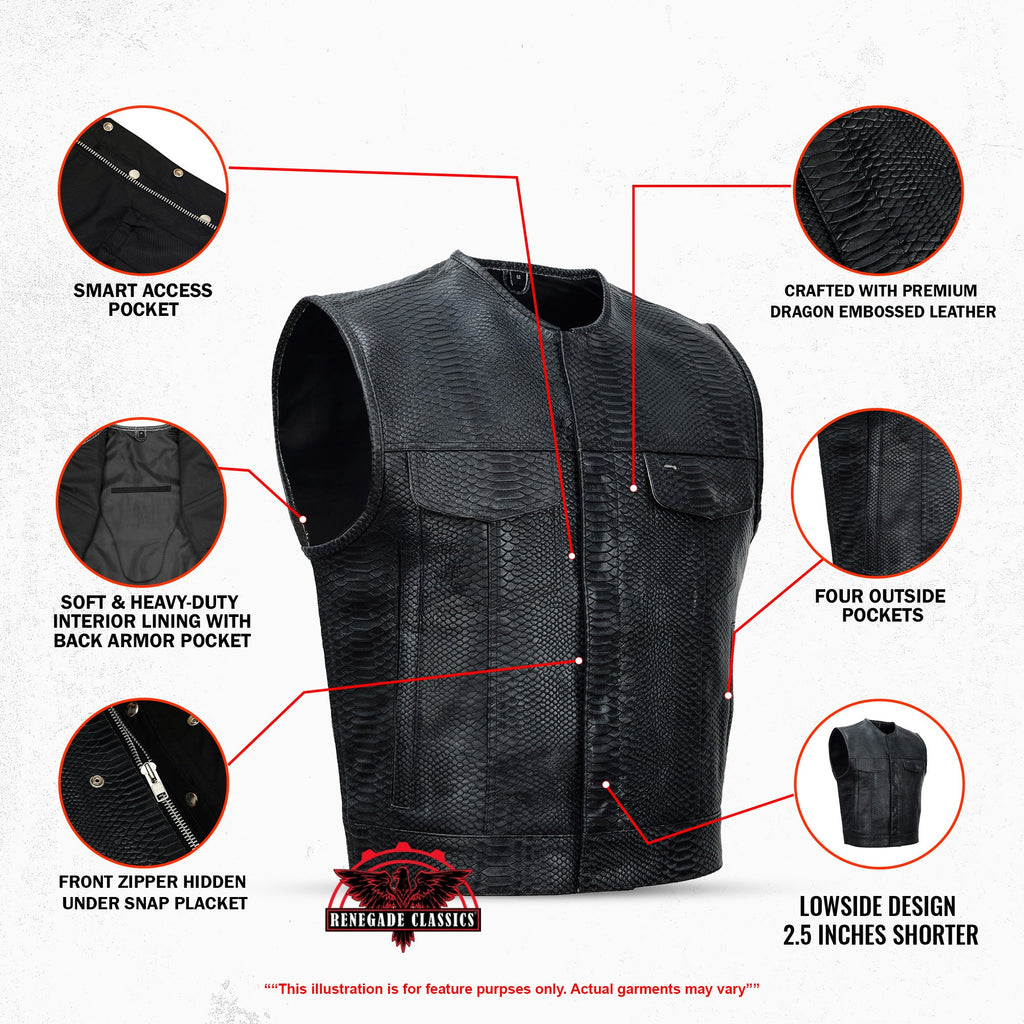 Leather Fang Lowcut Men's Leather Vest