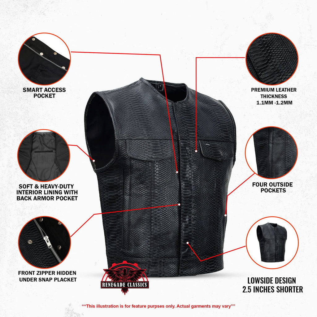 Leather Fang Lowcut Men's Leather Vest